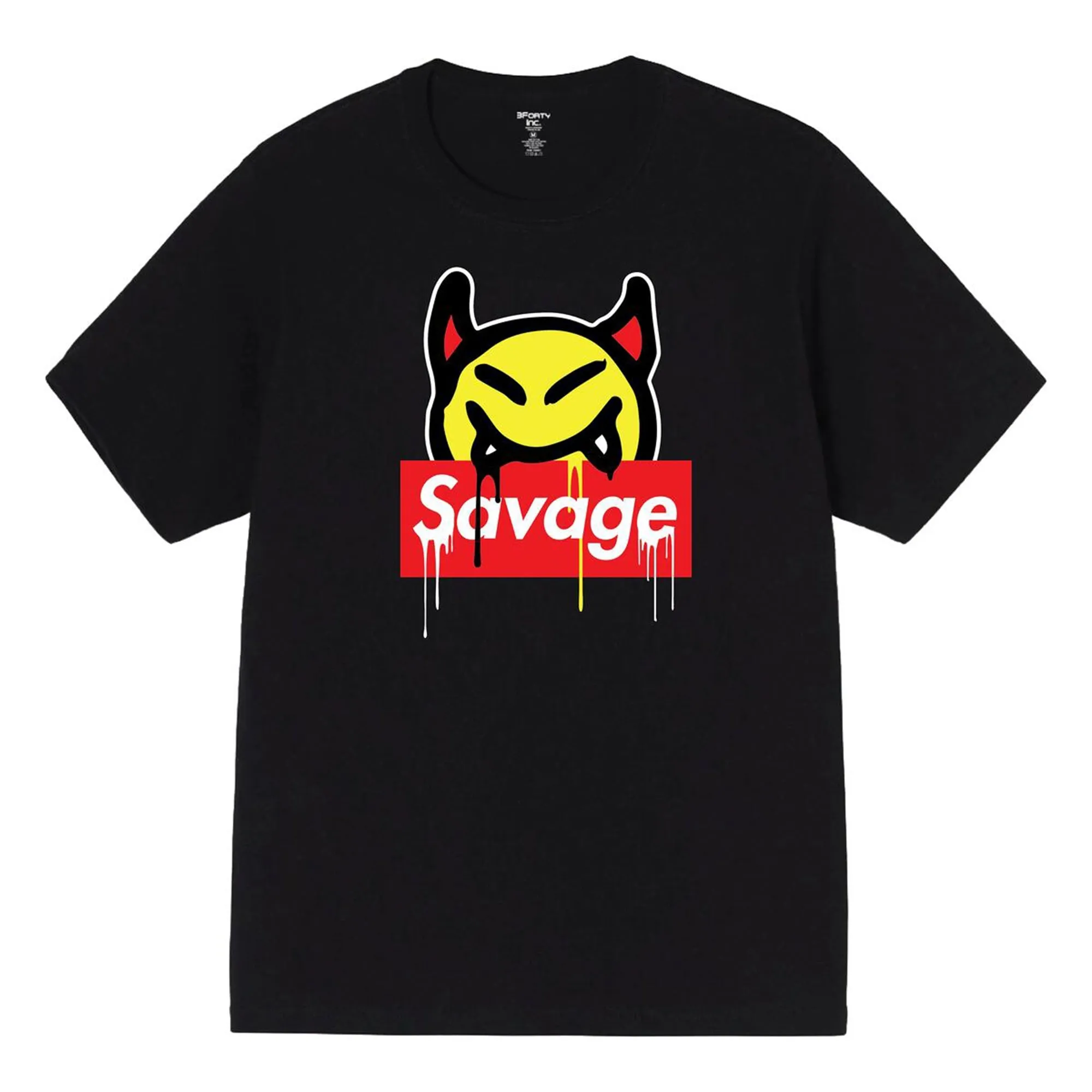 3Forty Inc Men Devil Emoji Savage Tee (Black)