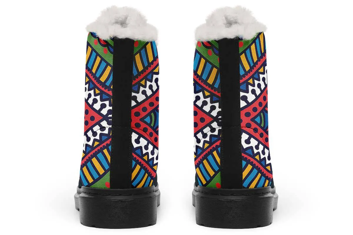 Abstract Tectonic Plates Winter Boots