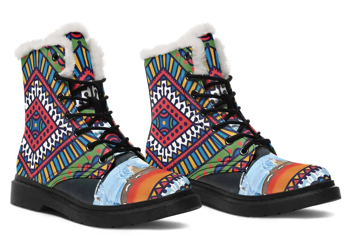 Abstract Tectonic Plates Winter Boots