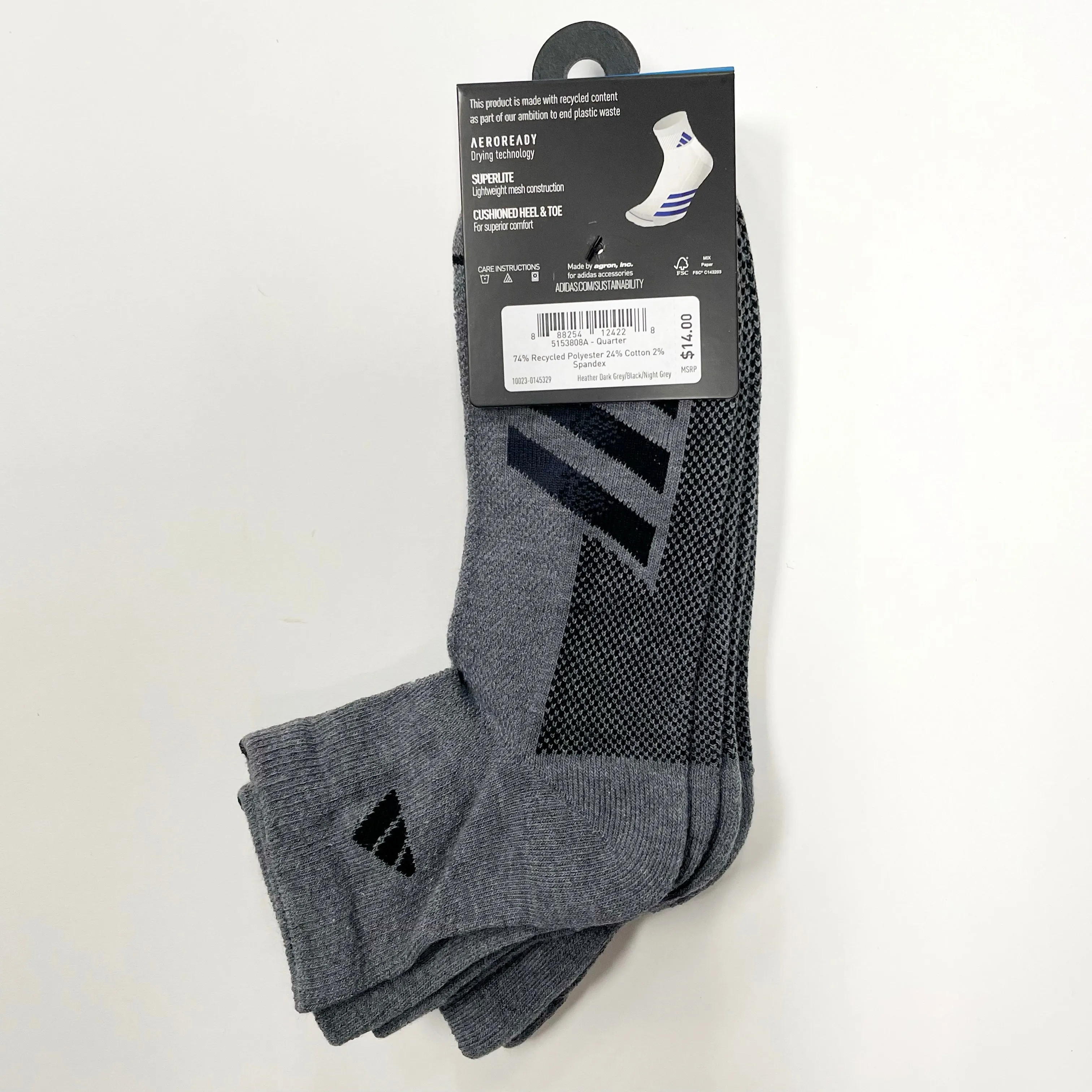 Adidas Men's Superlite quarter-cut 3 pairs socks