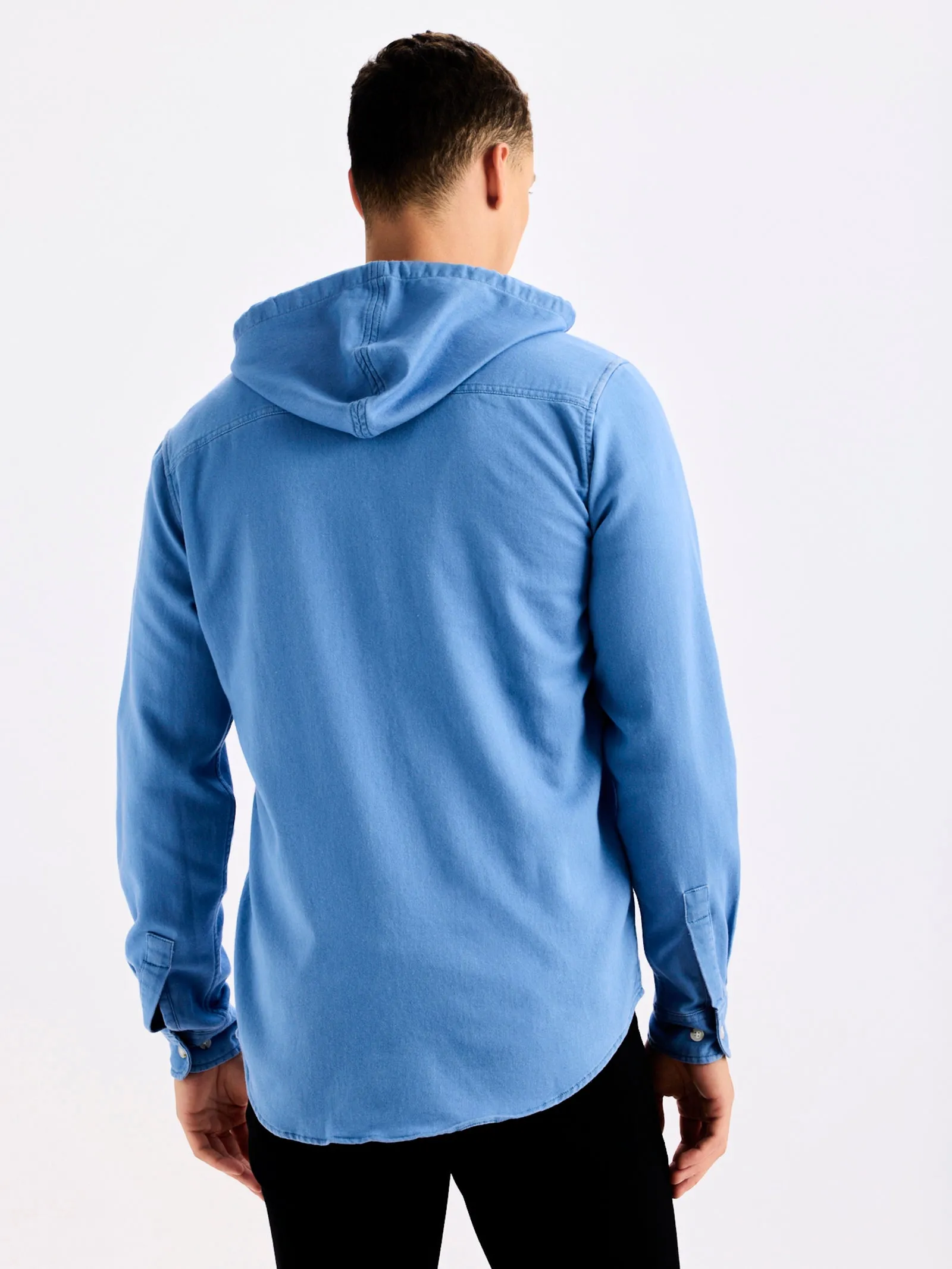 Blue Hooded Denim Shirt