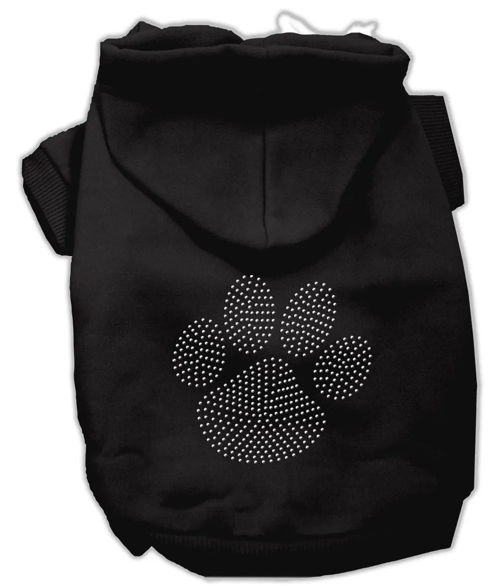 Clear Rhinestone Paw Hoodies Black S (10)