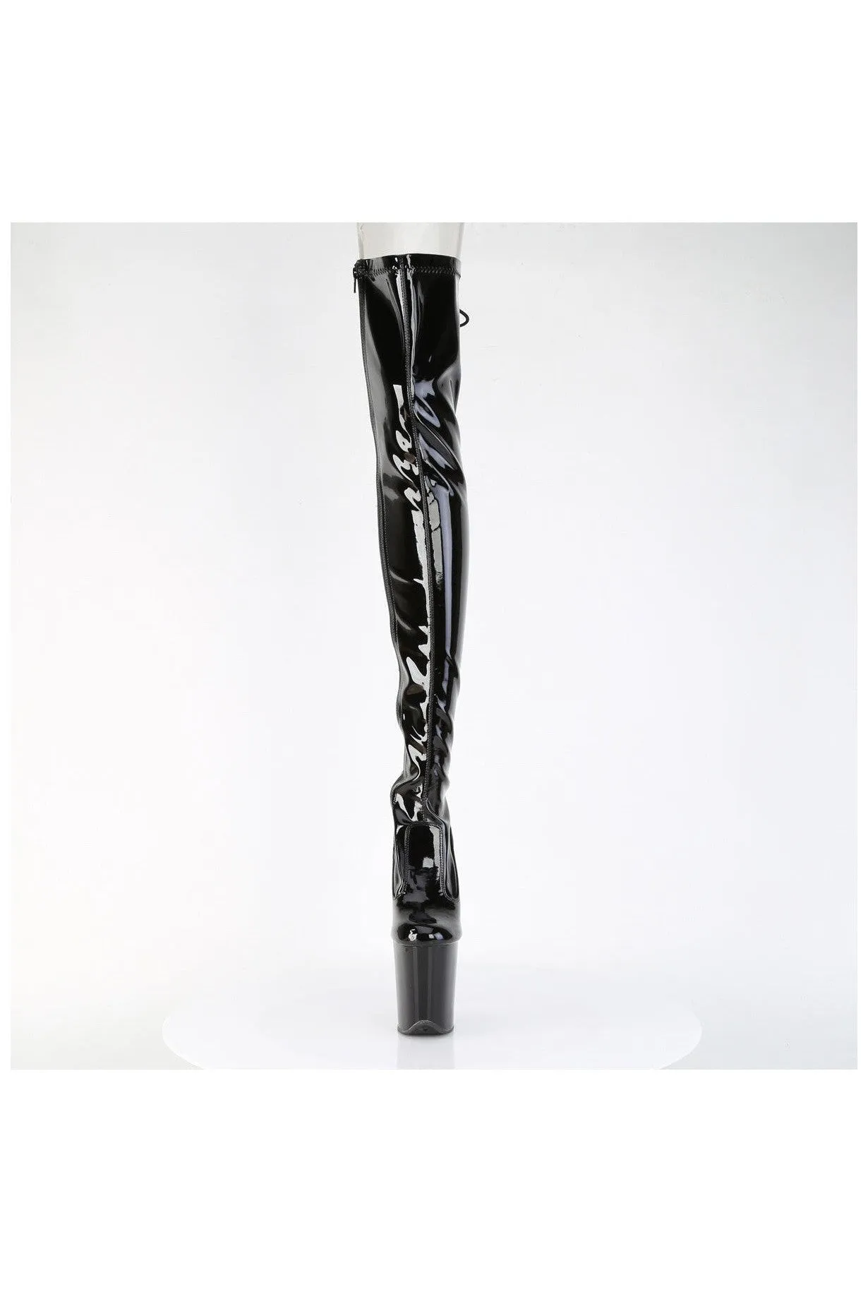 FLAMINGO-3850 Black Patent Thigh Boot