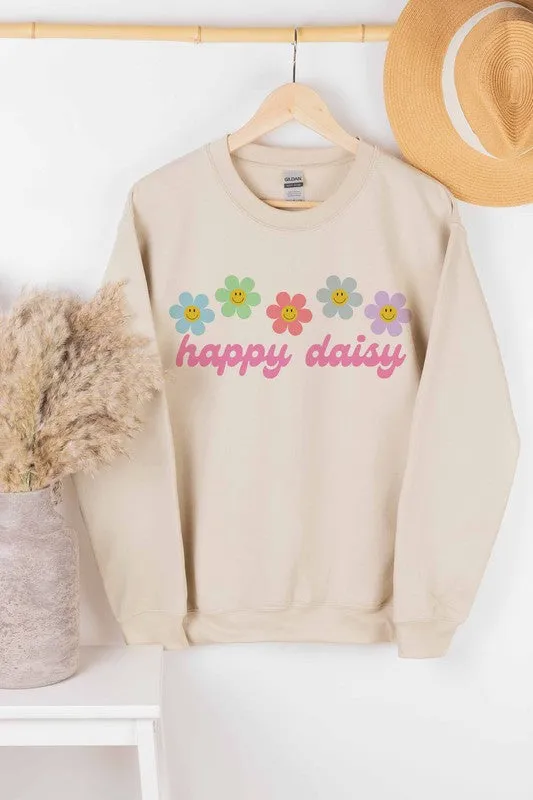 HAPPY DAISY GRAPHIC SWEATSHIRT PLUS SIZE