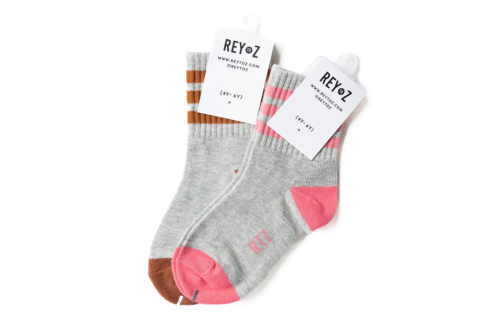 Heather Grey & Pink Stripe Socks