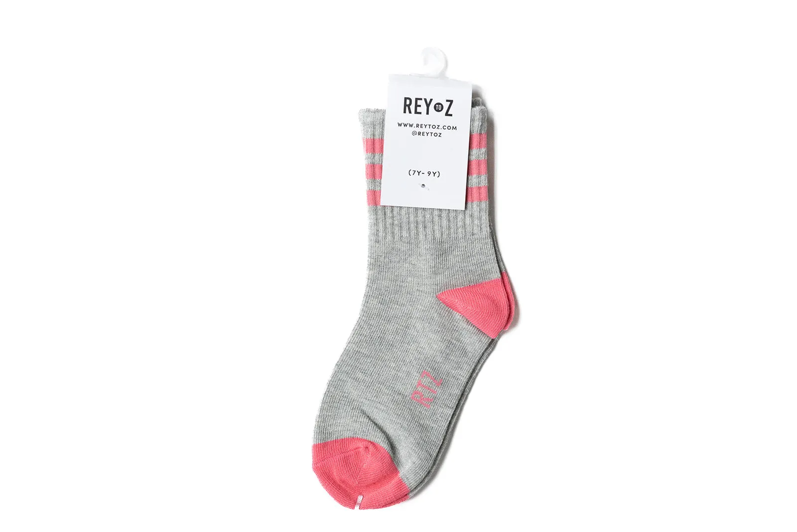 Heather Grey & Pink Stripe Socks