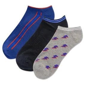 HOTSOX Men's Lightning Bolt Low Cut 3 Pack Socks