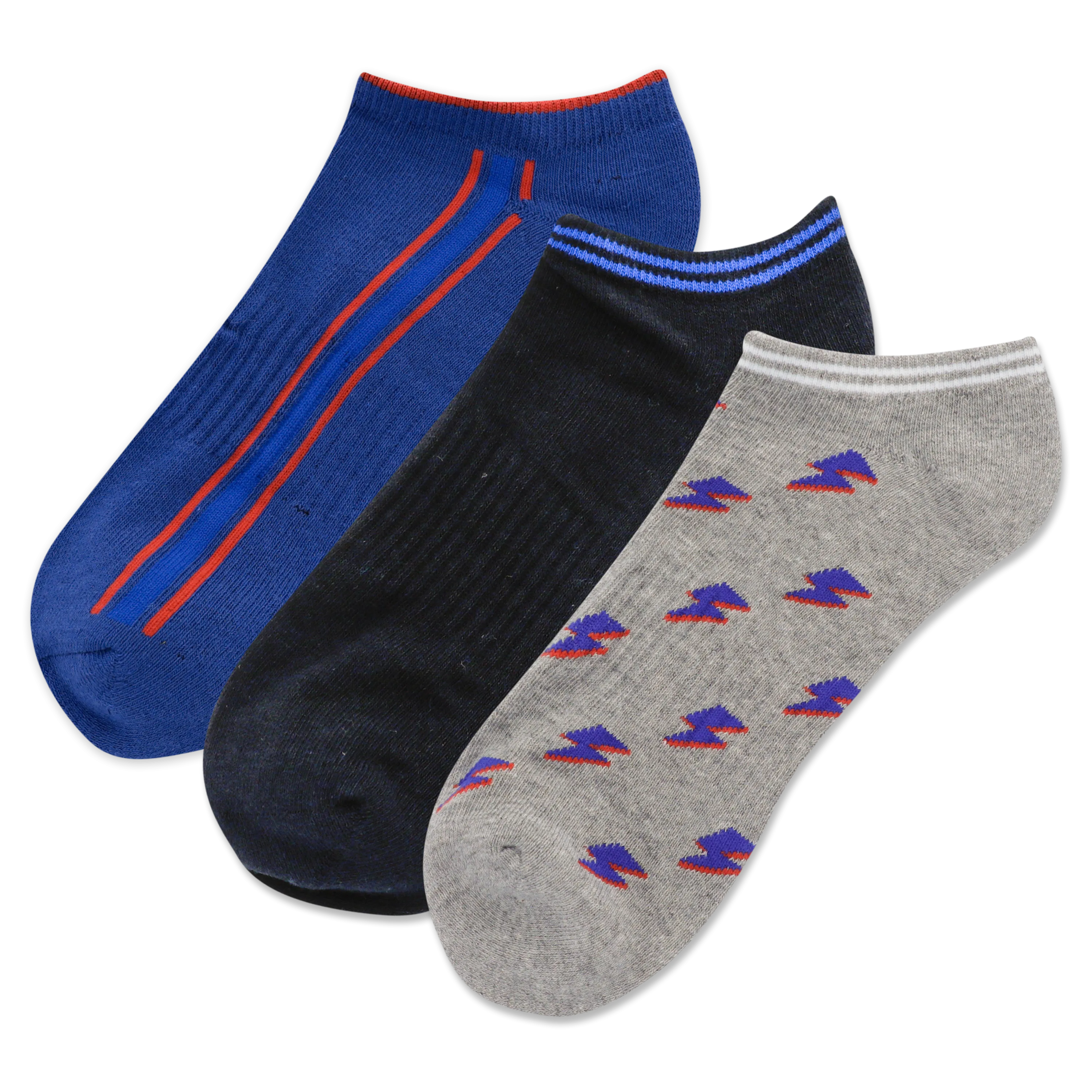 HOTSOX Men's Lightning Bolt Low Cut 3 Pack Socks