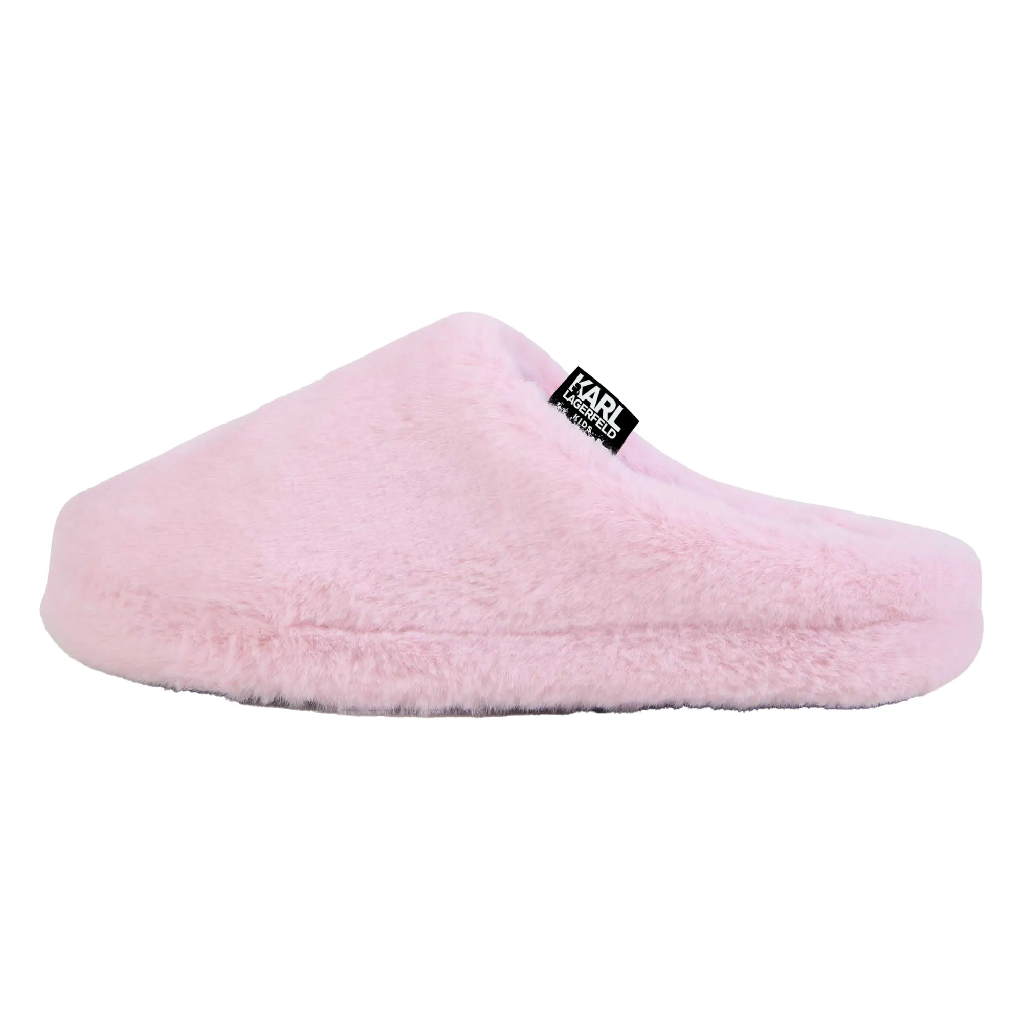 KARL LAGERFELD FW23 Faux Fur Pink Logo Mules Slippers