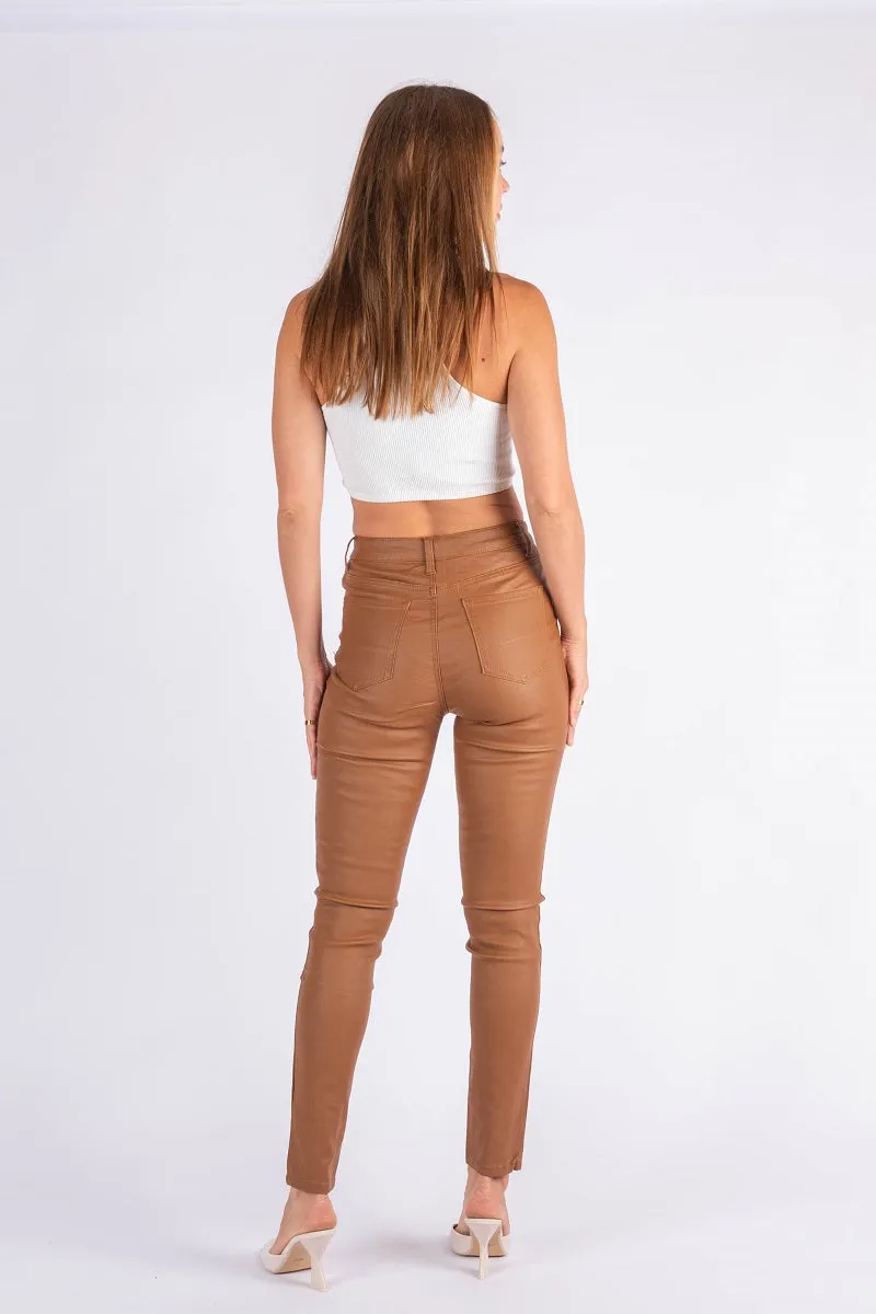 Leather Look Jeans Rust