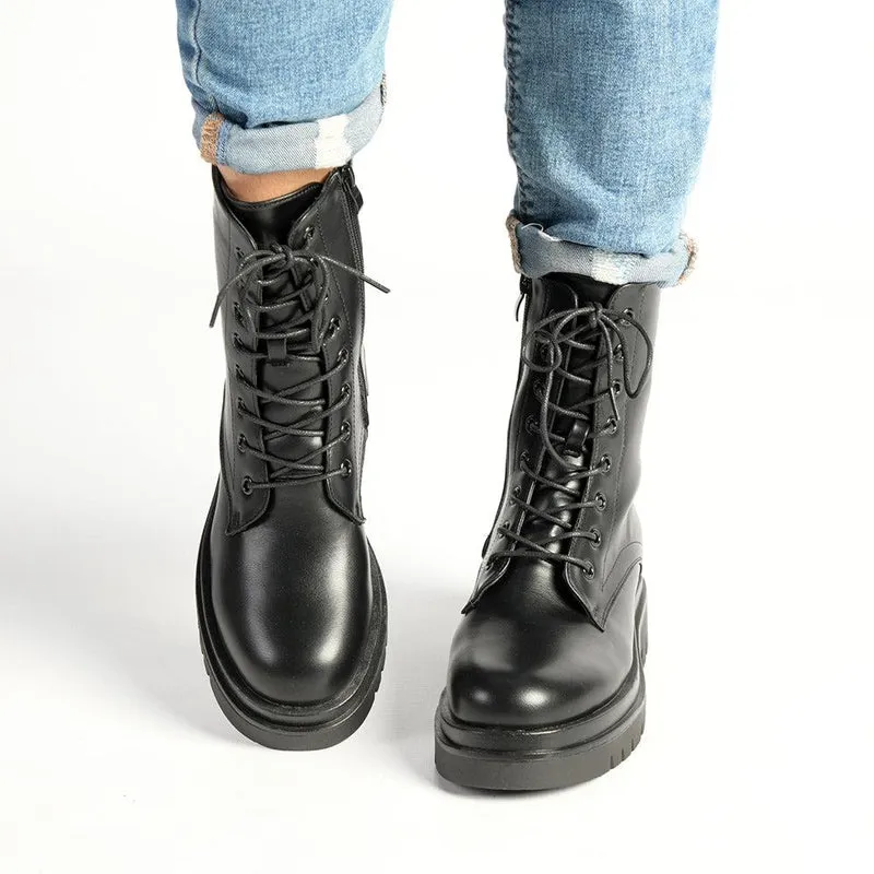 Madison Kiki Chunky Military Boot - Black