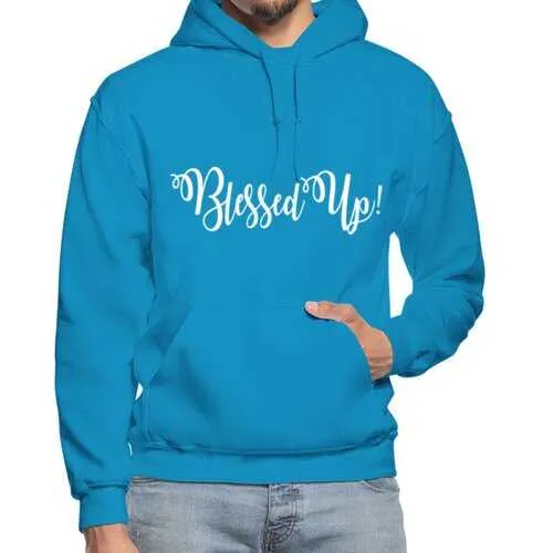 Mens Hoodies, Blessed Up Graphic Text Heavy Blend Hooded Shirt