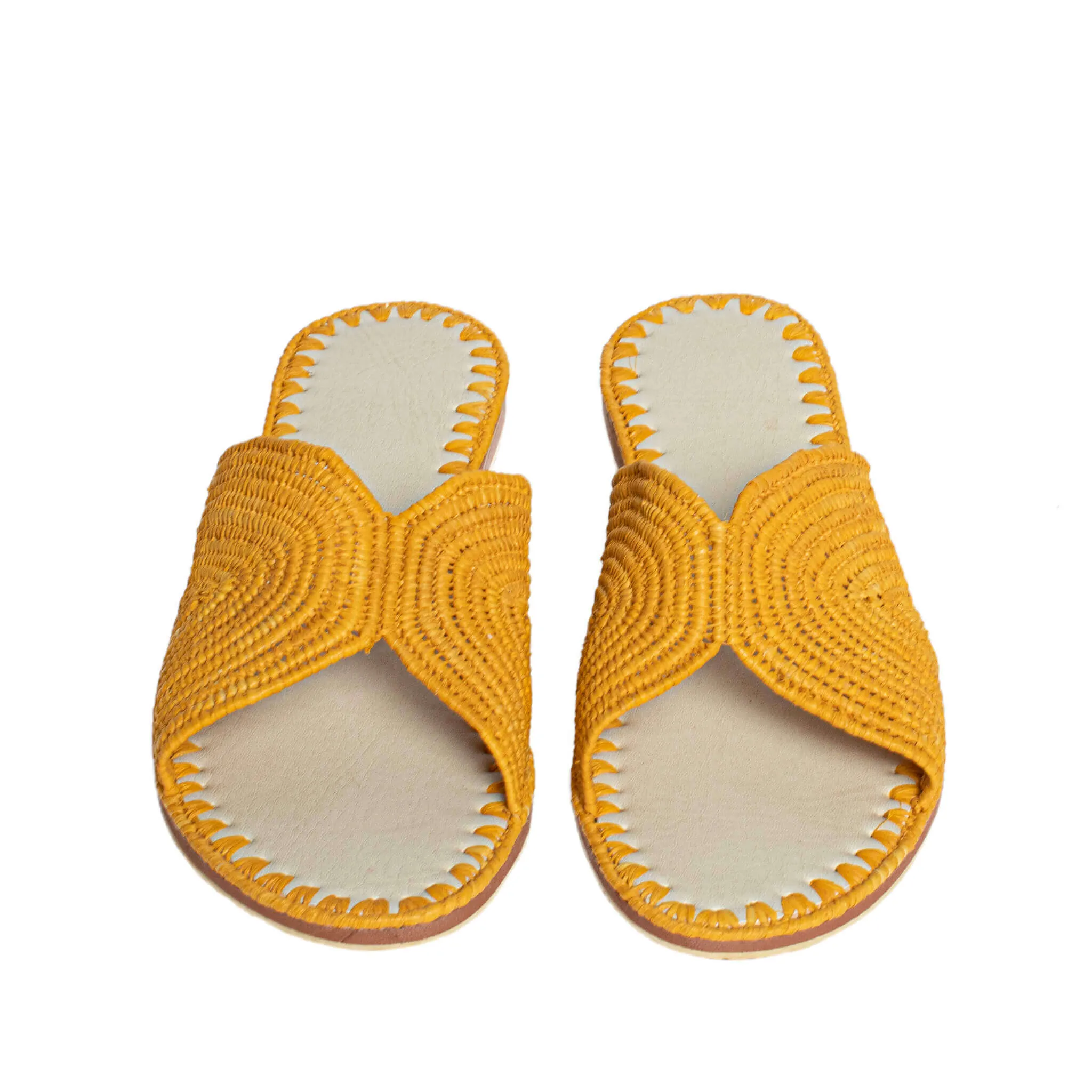 Raffia Slippers Sun and Moon in Mango