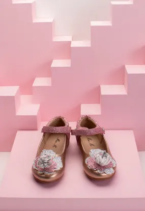 Shimmer Floral Flat Shoes