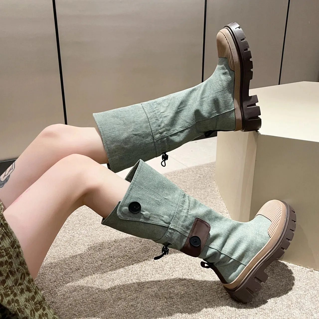 Spring Equestrian Denim boots